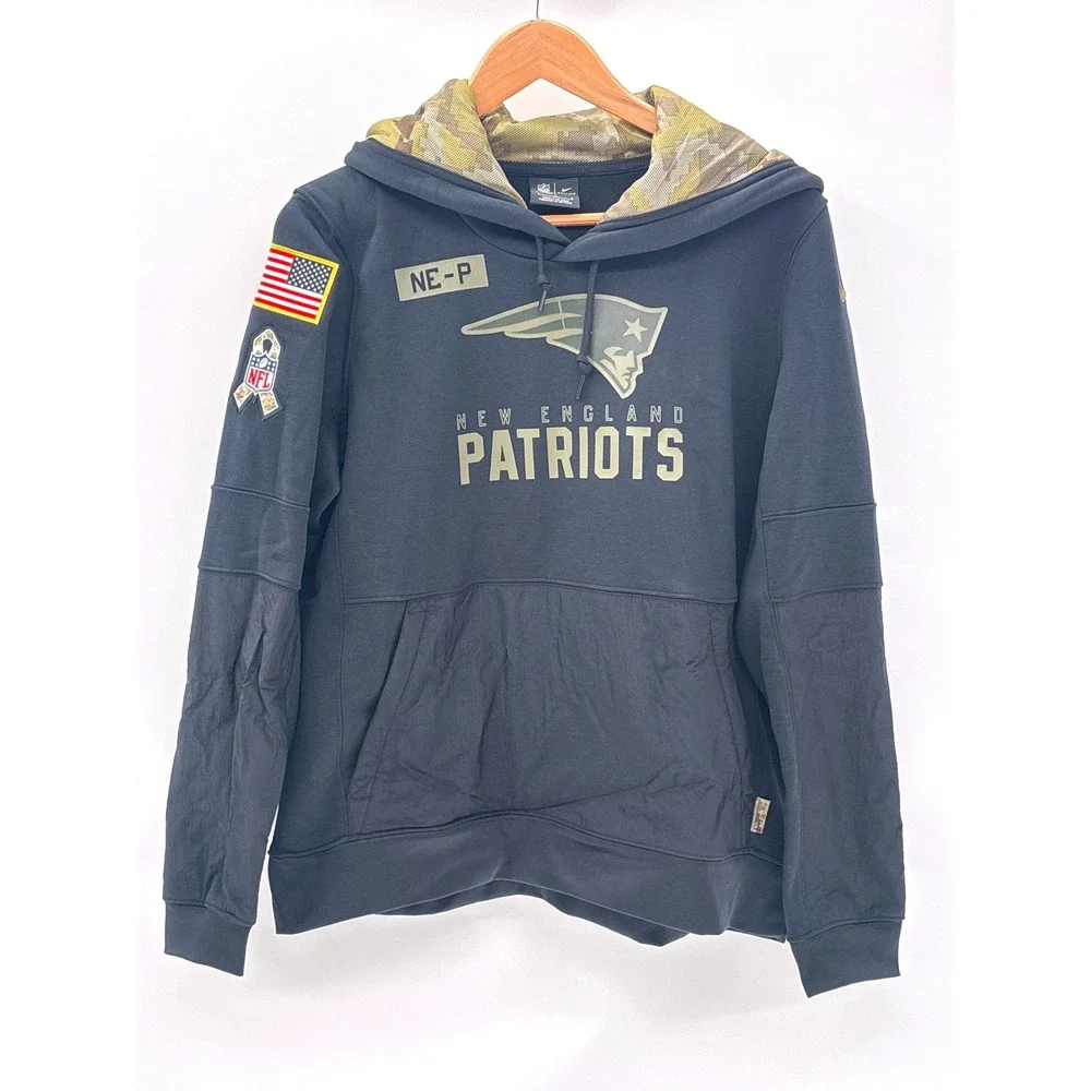 Nike Sweatshirt Hoodie New England Patriots Salute‎ Service Black Men Large Camo